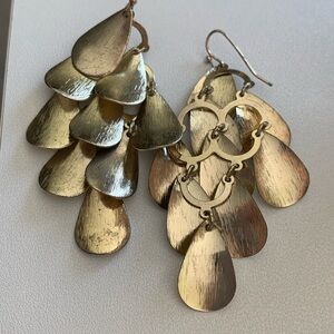 Elegant Gold-Tone Teardrop Mermaid Waterfall Earrings